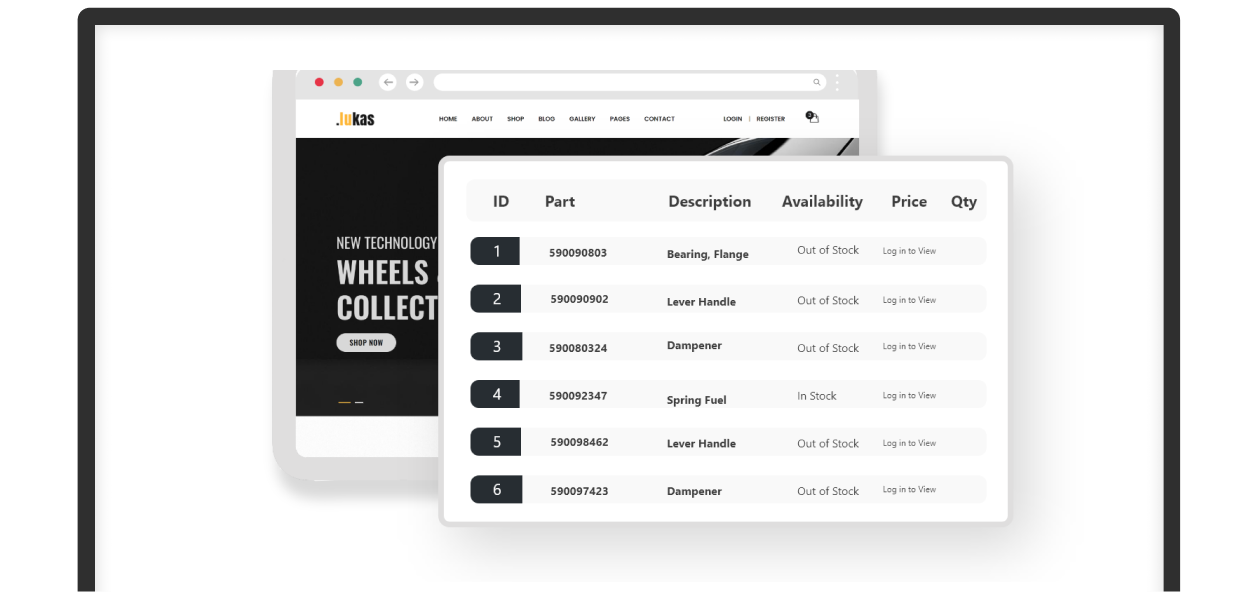 Vehicle Model With Parts List