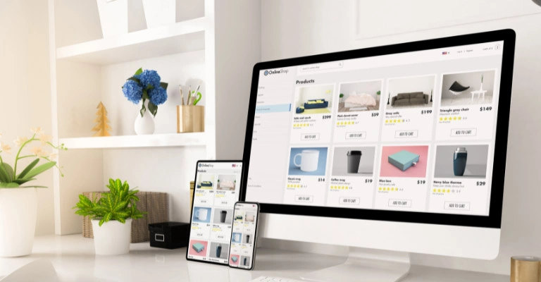 product pages open on desktop screen, phone, and mini-tab, to check for B2B conversion rate optimization